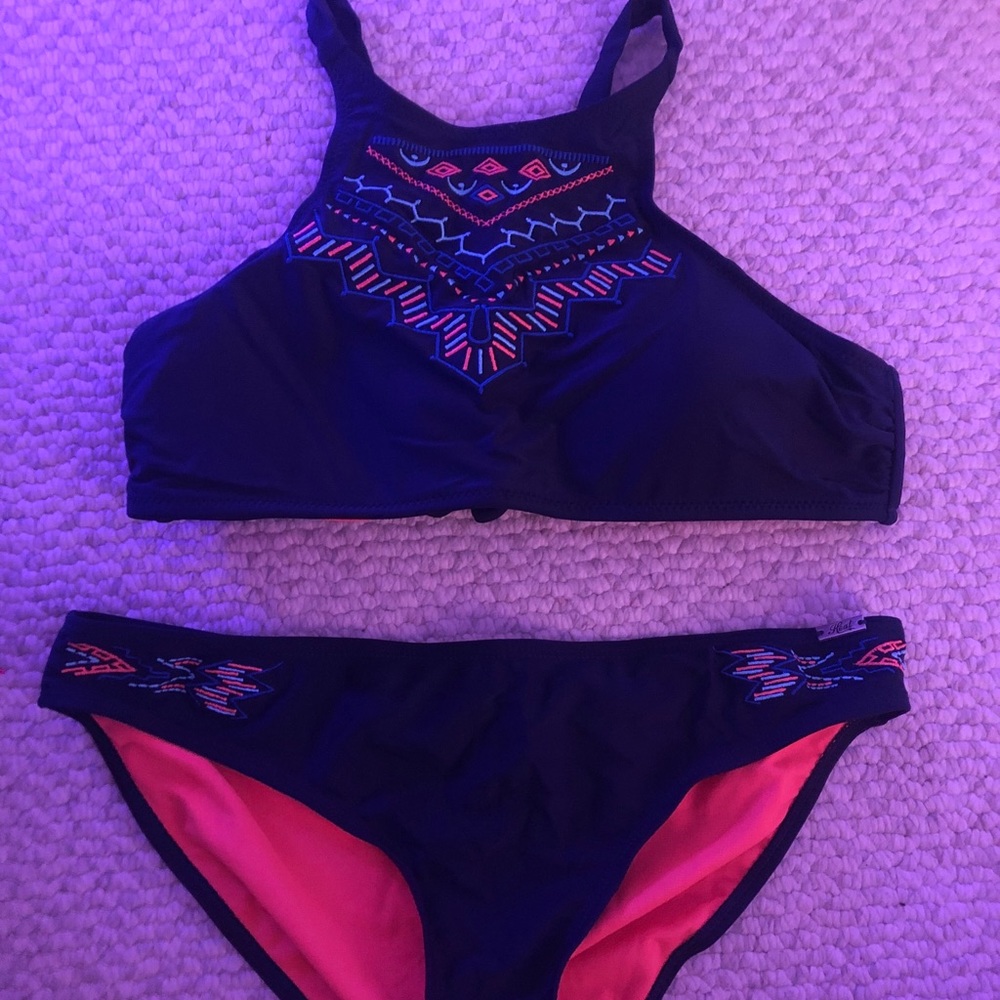 This navy halter set is super cute!